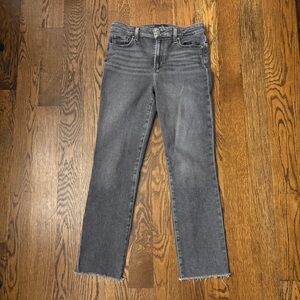 PAIGE Cindy High Rise Straight Leg Women's Jeans Gray Raw Hem Size 27